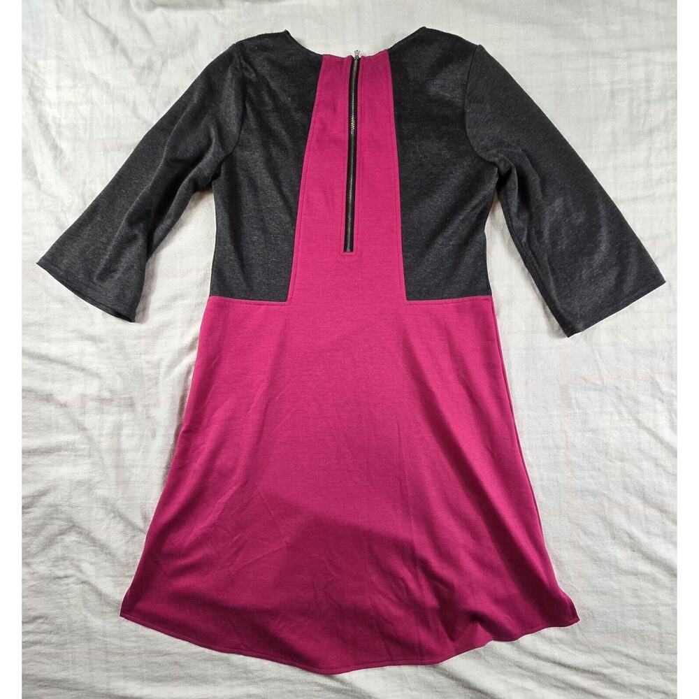 Uncle Frank Sheath Dress Color Block Jersey Ponte Knit 3/4 sleeves Pink Gray S - Picture 2 of 9
